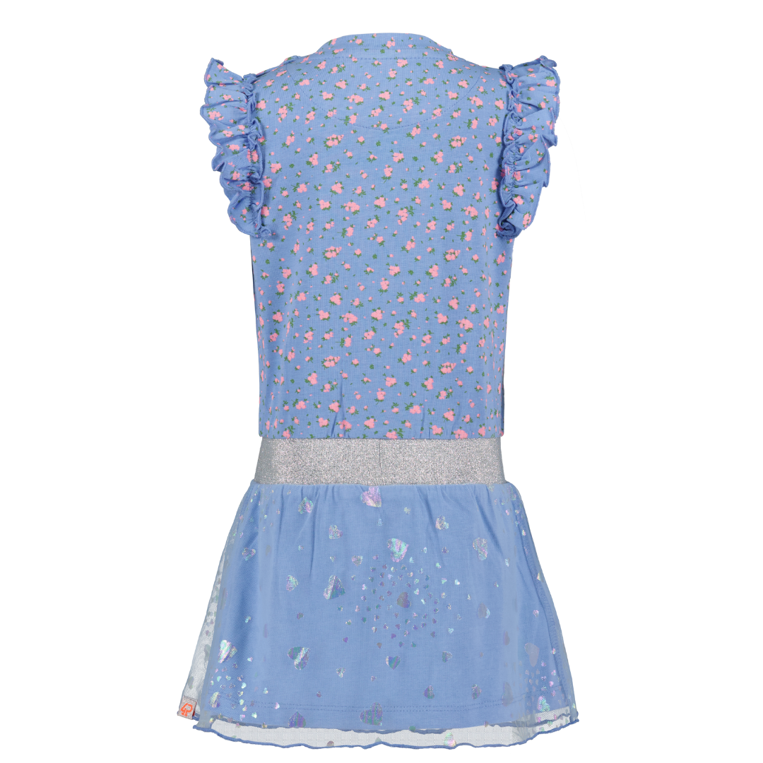 4president dress Libby Light Blue flowers achterkant