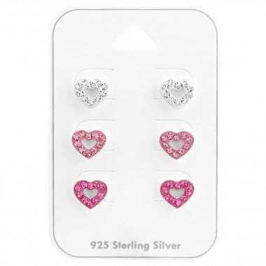 Zilveren meiden oorbellen 925 sterling zilver steentjes hartjes