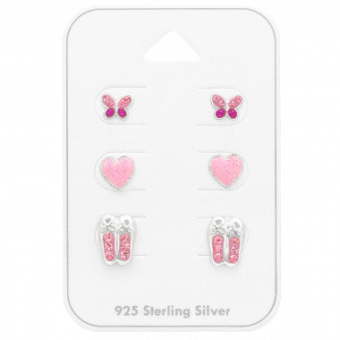 Zilveren meiden oorbellen 925 sterling zilver vlinder hart ballet