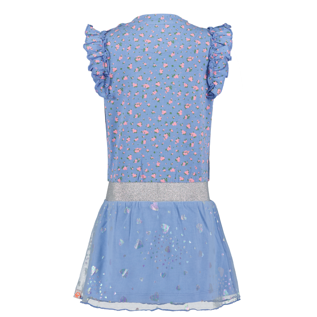 4president dress Libby Light Blue flowers achterkant 