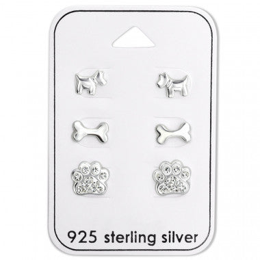 Zilveren kinder oorbellen 925 sterling zilver hond