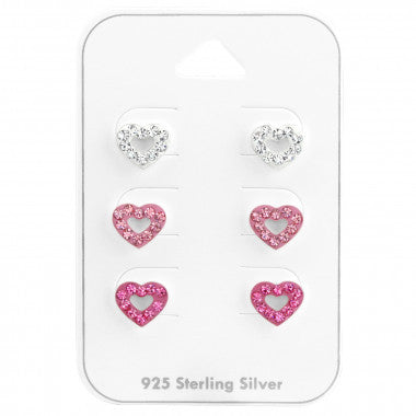 Zilveren meiden oorbellen 925 sterling zilver steentjes hartjes