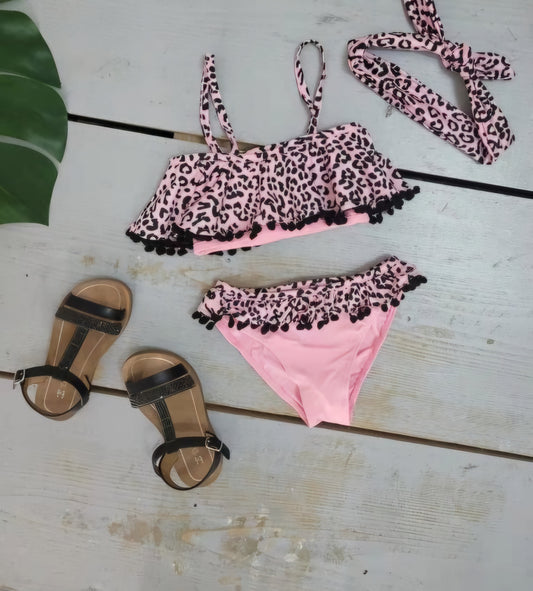 Panter bikini roze meiden